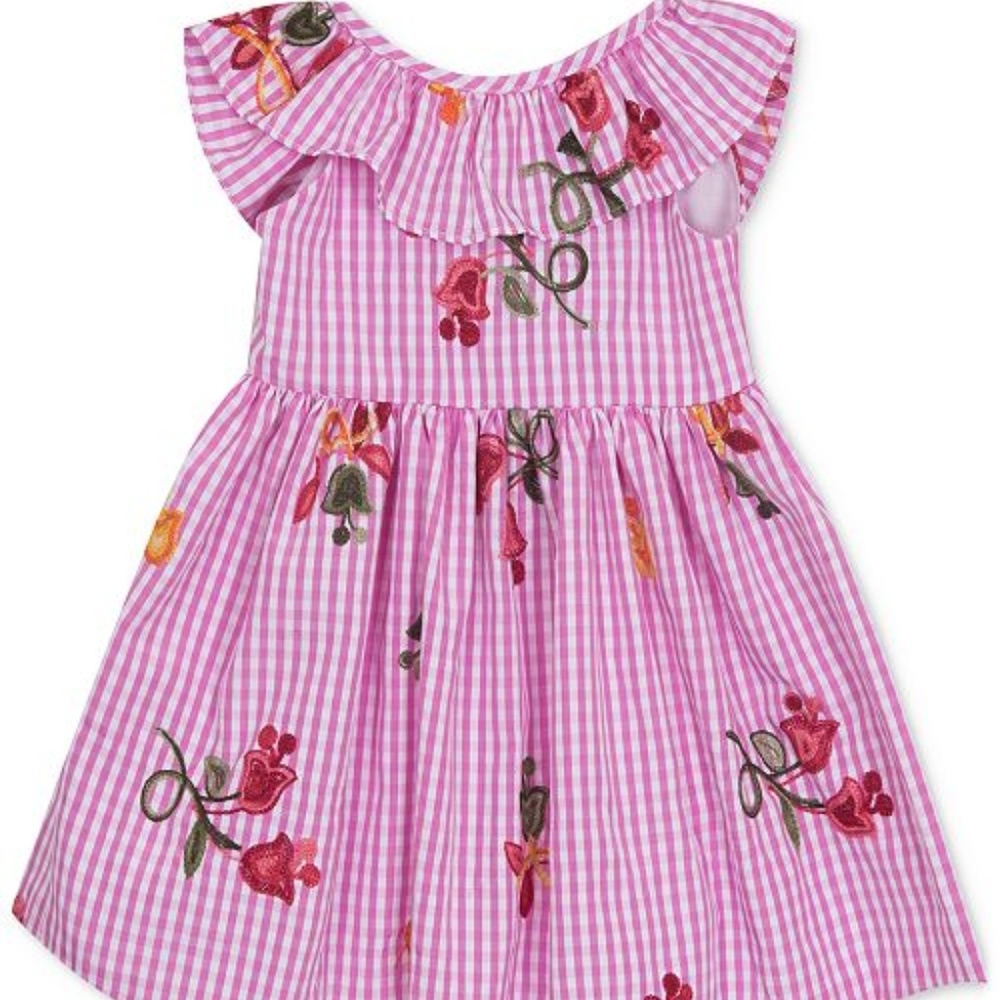 Girls Embroidered Gingham Sundress